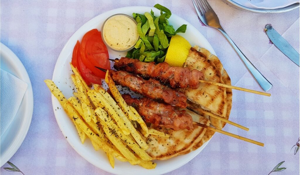 Savory Greek food on a table