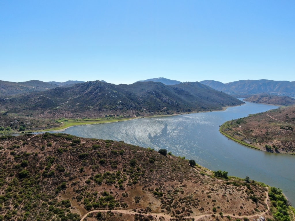 Beautiful landscape of Lake Hodges Reservoir, near San Diego