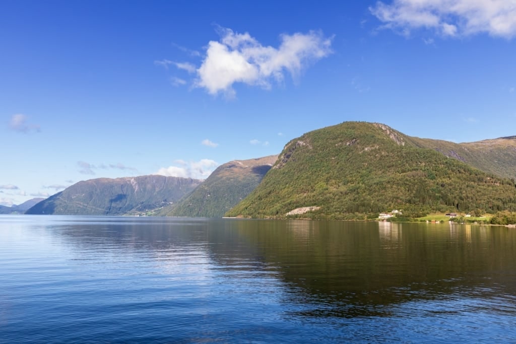 Mountains towering over Hornindalsvatn, near Olden