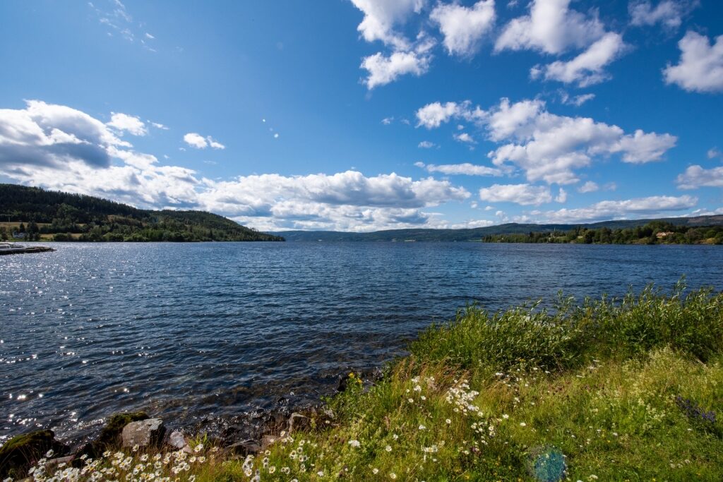 Calm waters of Randsfjorden, near Oslo