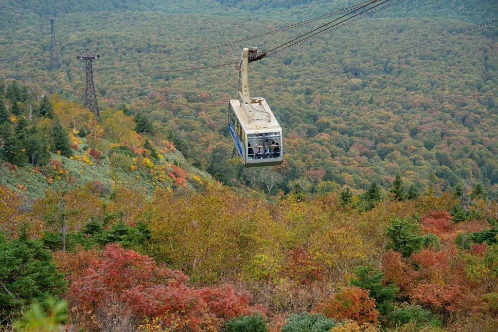 View of Hakkoda Ropeway in autumn