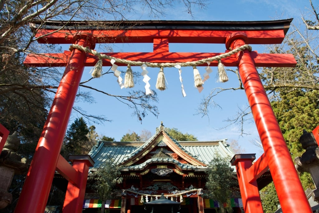 Torii gate in Takaosan Yakuoin Temple, Tokyo