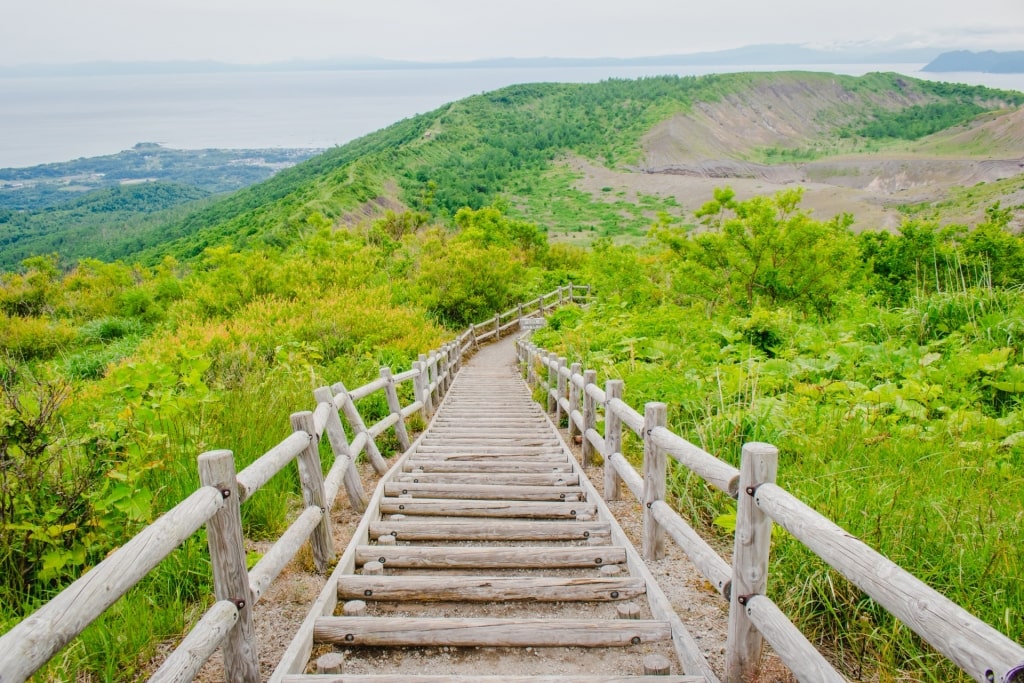 Wooden pathway in Shikotsu-Toya National Park