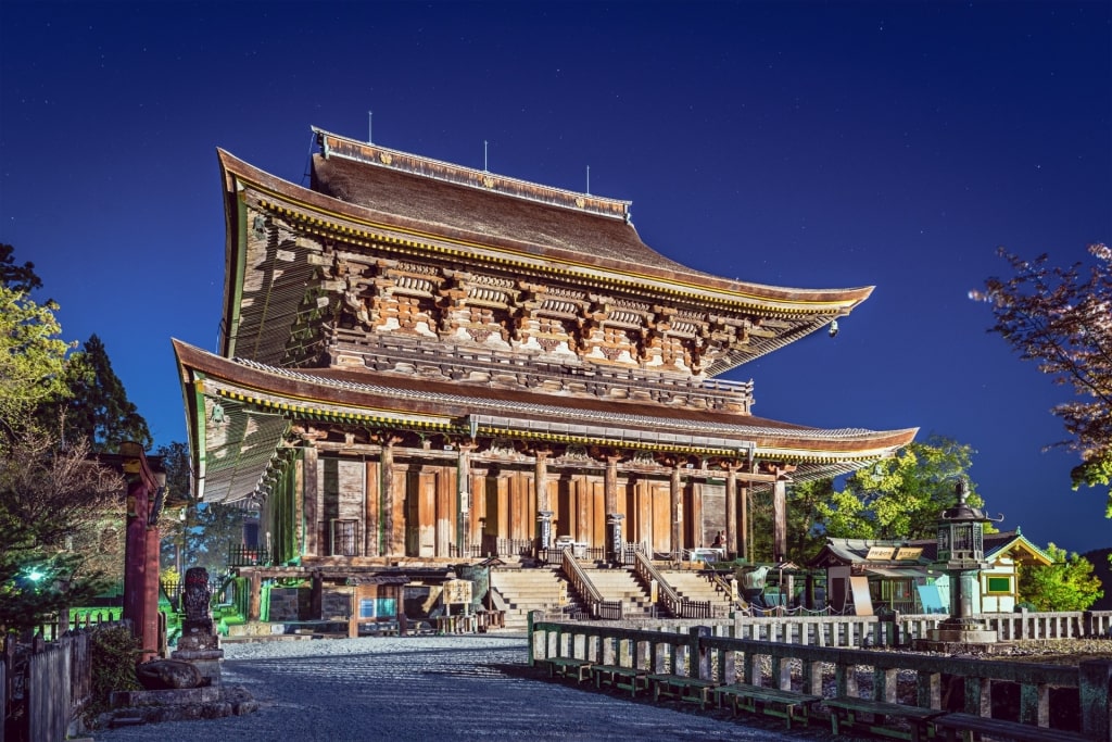 Beautiful Kinpusenji Temple at dusk