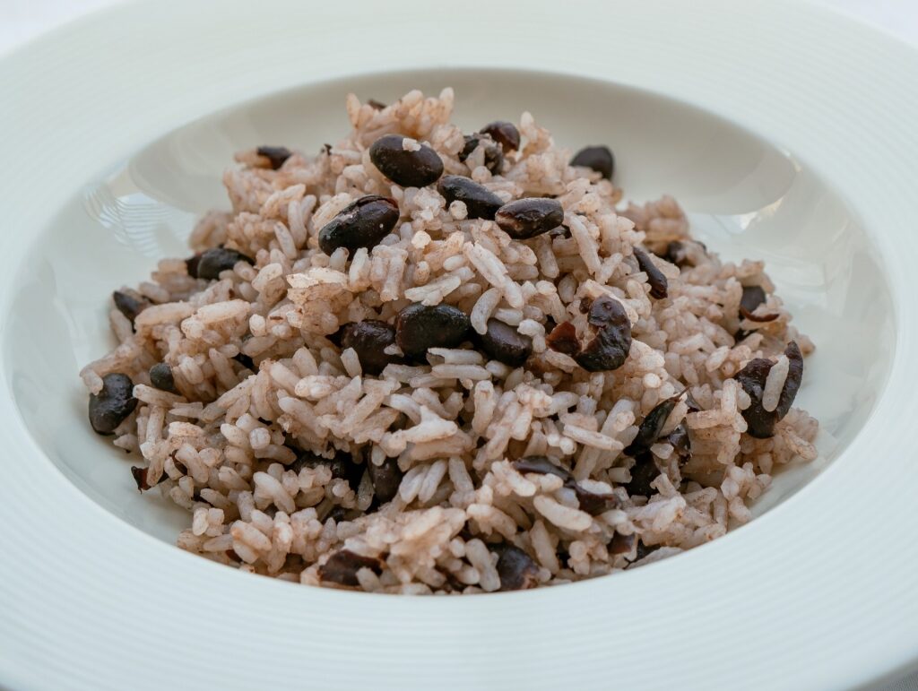 Rice and beans on a plate