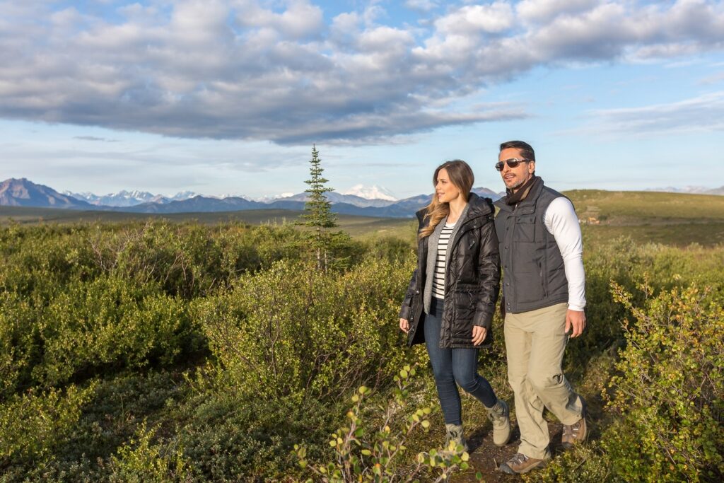 Couple hiking in Denali National Park