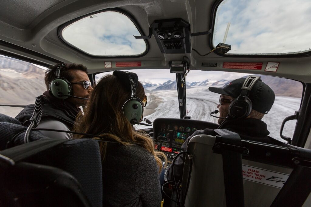 People on a flightseeing tour in Alaska