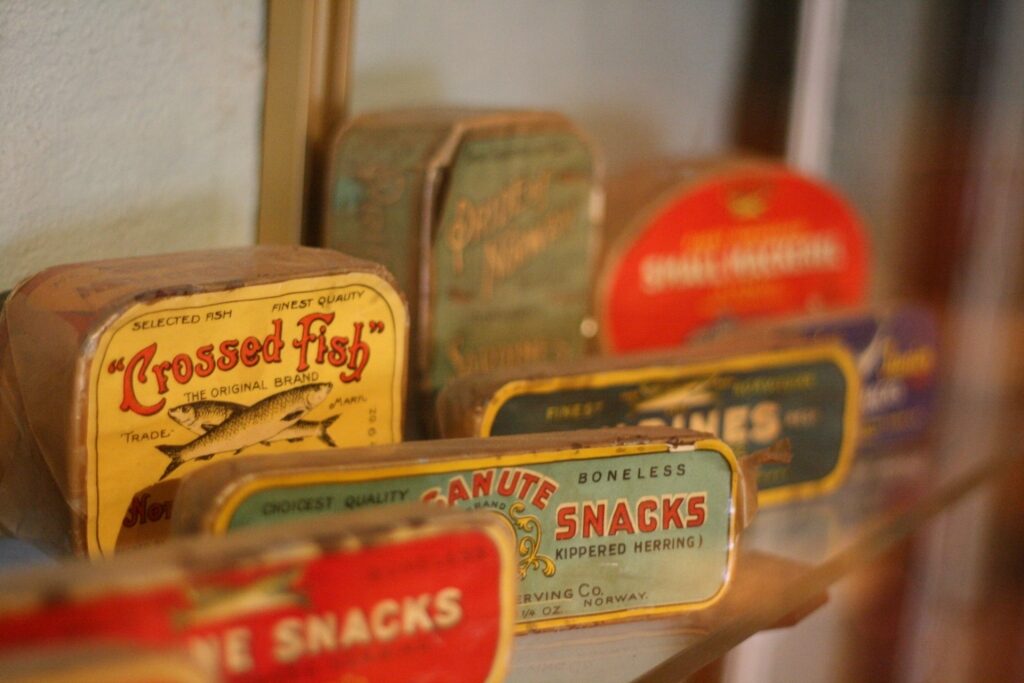Canned fish inside the Norwegian Canning Museum