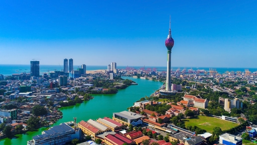 Beautiful skyline of Colombo with Lotus Tower