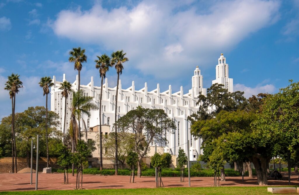 Beautiful white facade of Casablanca Cathedral