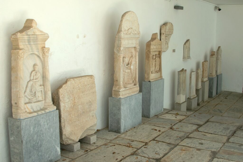 Grave statues at the Archaeological Museum of Mykonos