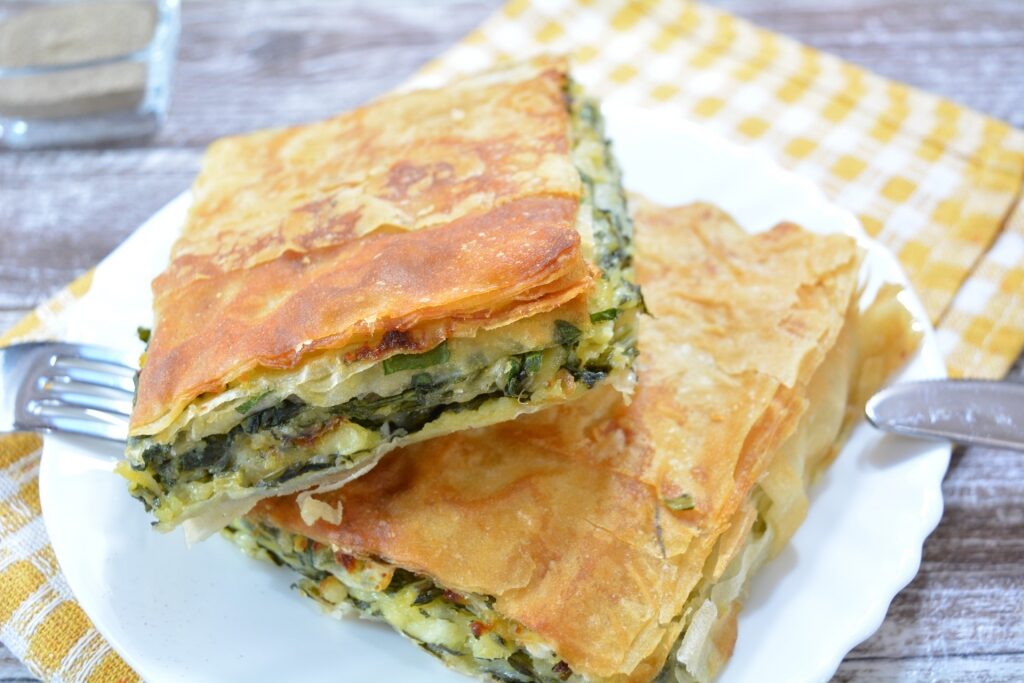 Greek spinach pie on a plate