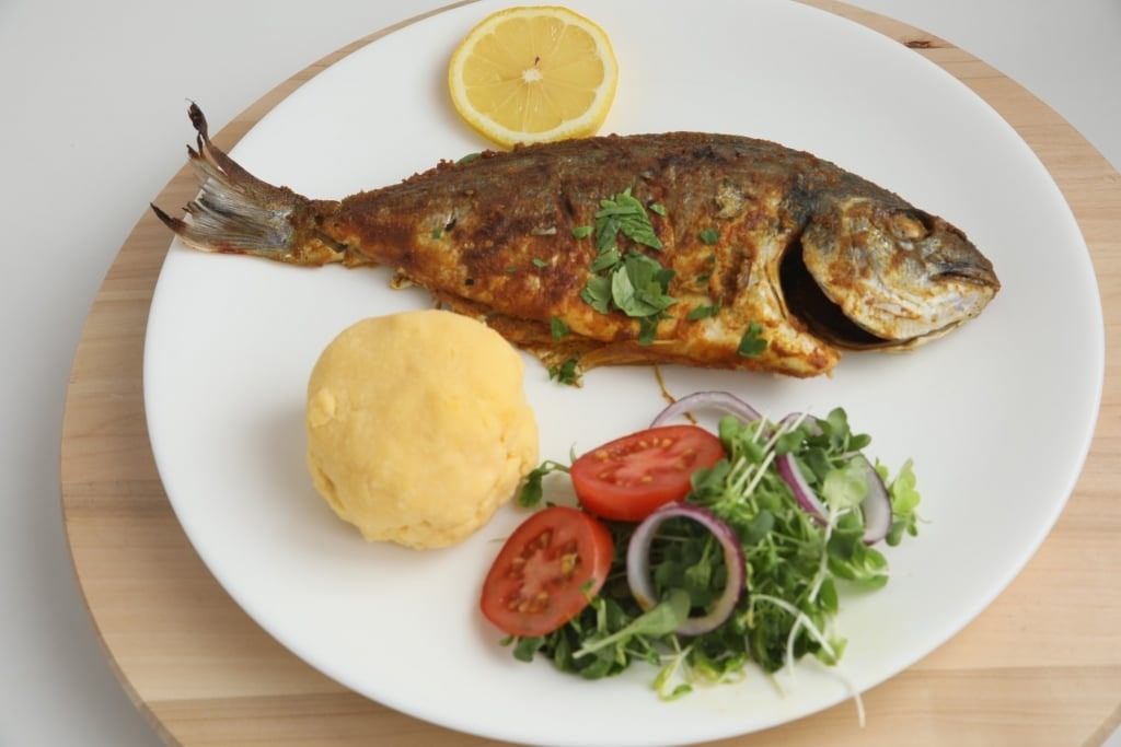 Plate of fish and fungi