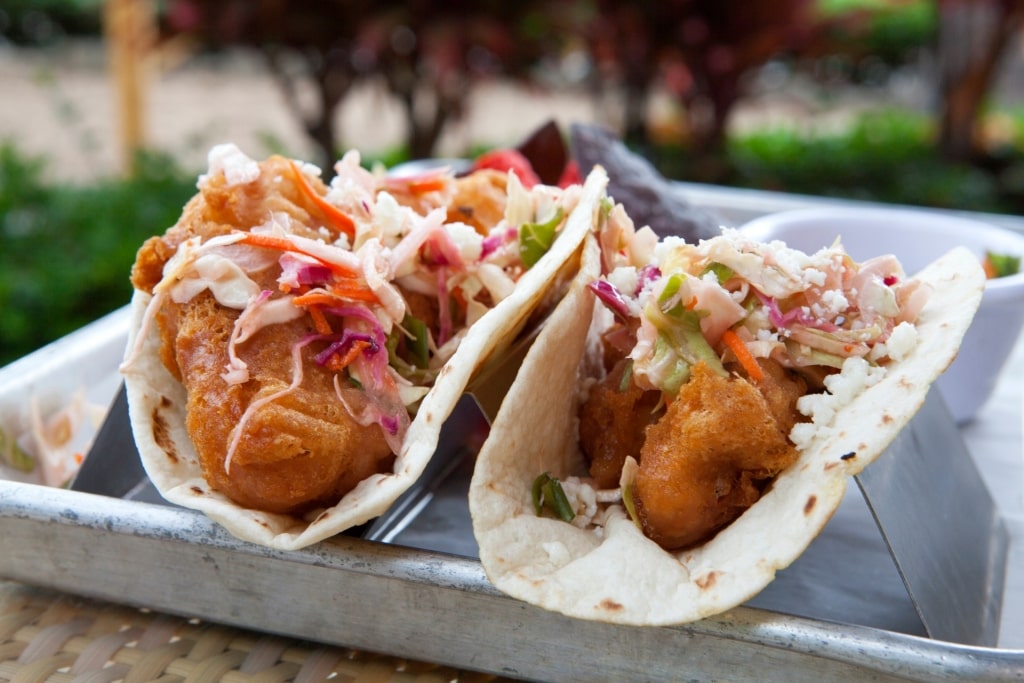 Plate of mahi tacos