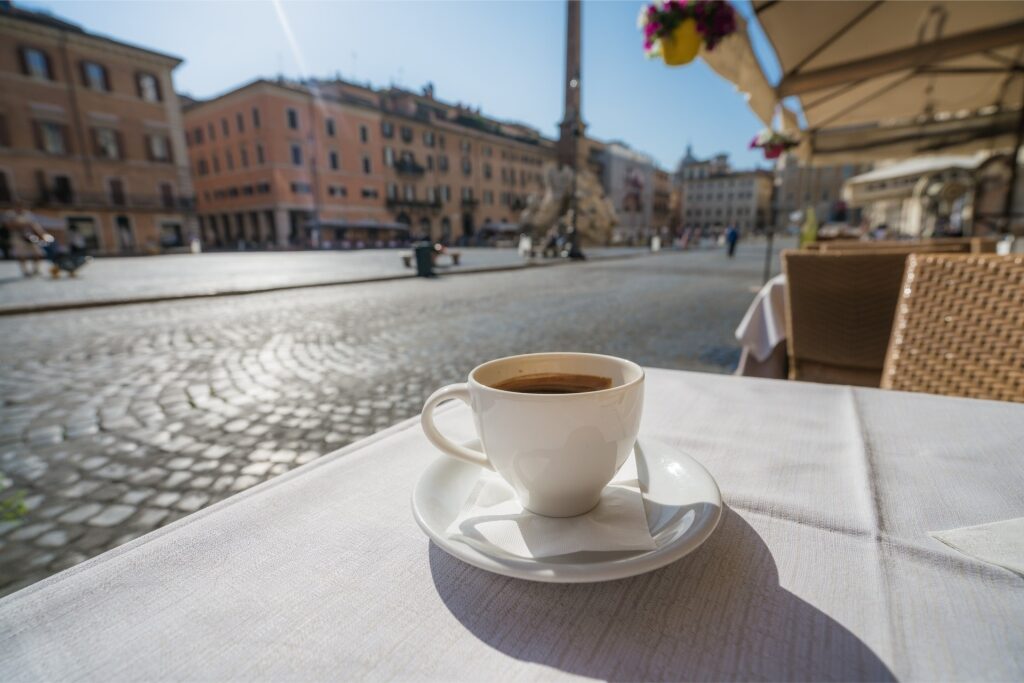 Cafe in Rome with view of the piazza