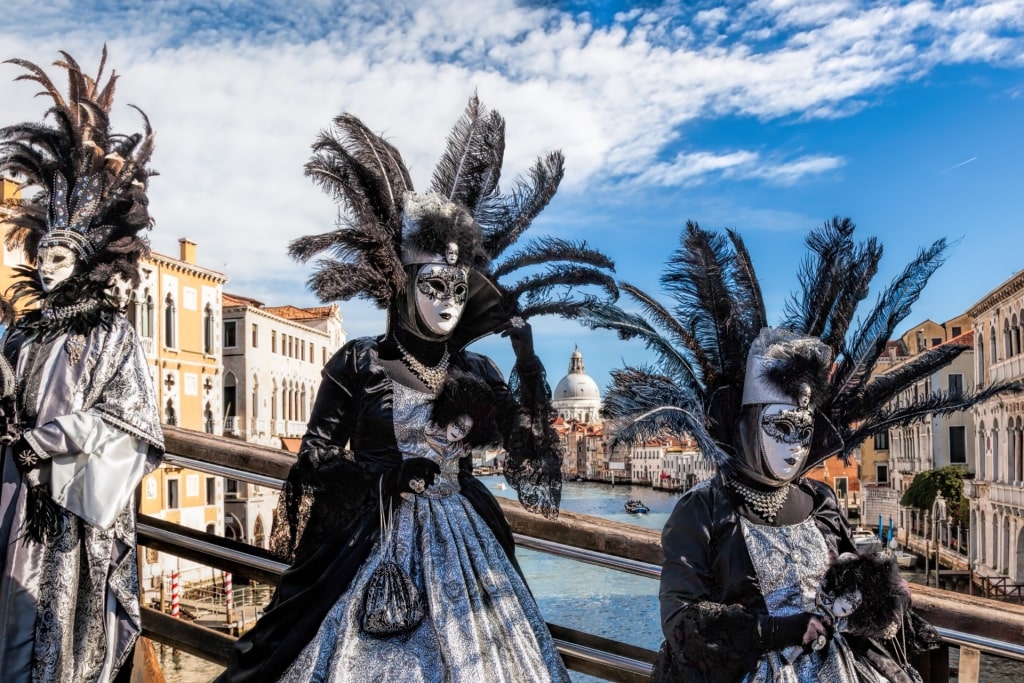People dressed up at the Venice Carnival