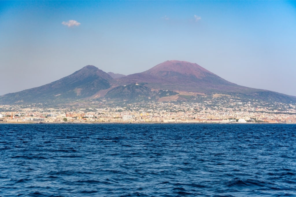 View of Mount Vesuvius from the water