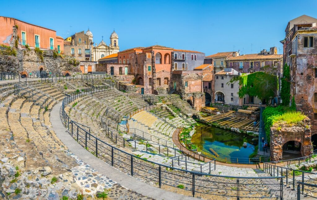 Historic Roman amphitheater in Catania, Sicily