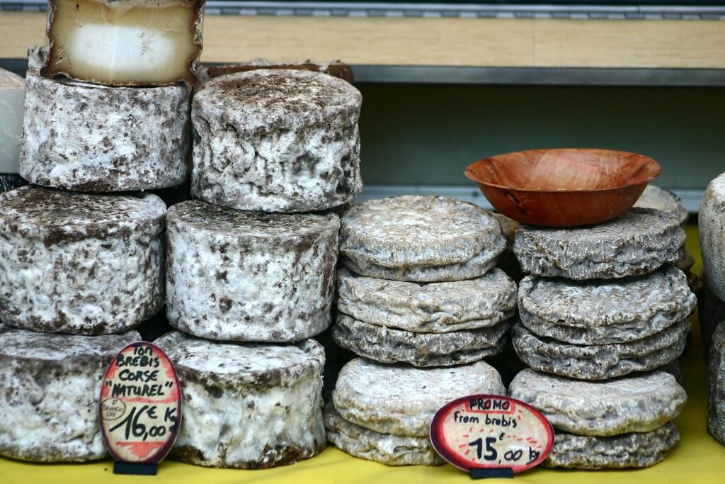 Corsican cheese in Ajaccio Market