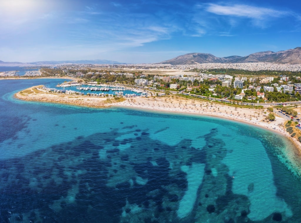 Clear blue waters of Glyfada Beach