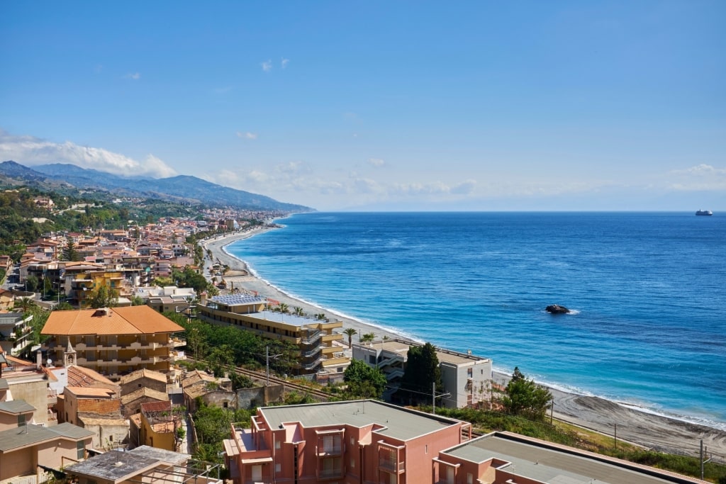 Aerial view of Spiaggia di Santa Teresa di Riva, near Messina