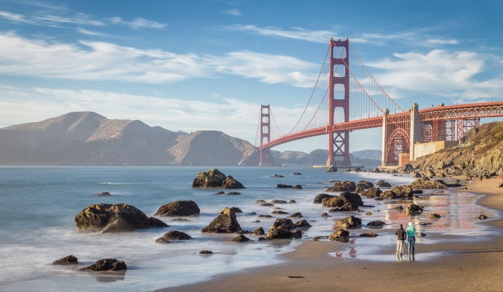 Baker Beach, San Francisco with view of the Golden Gate Bridge