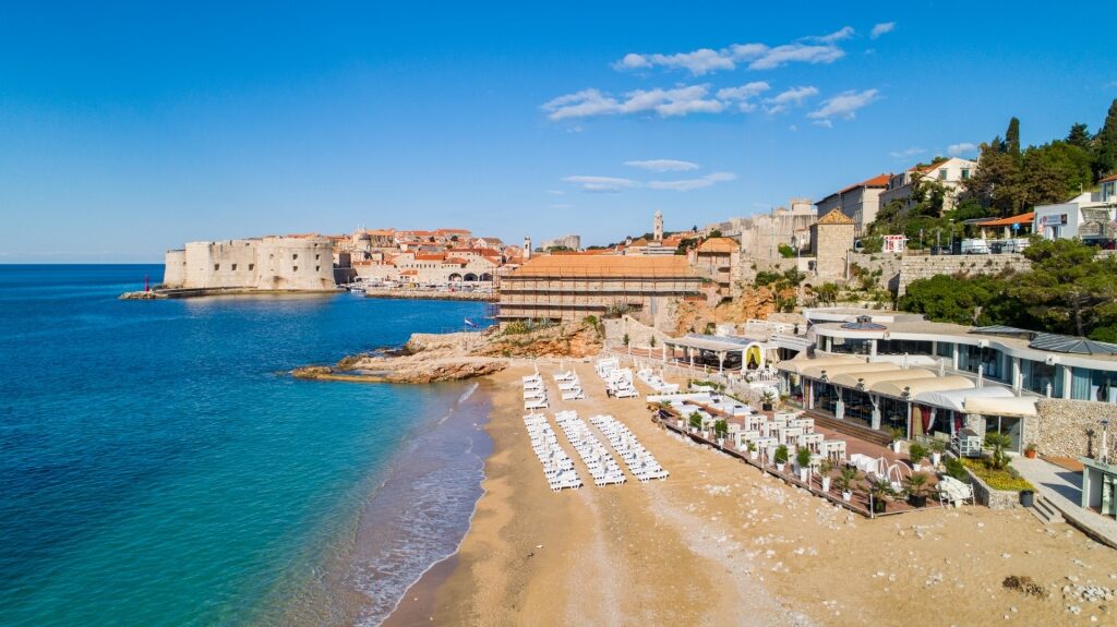 Beautiful Banje Beach with view of Old Town Dubrovnik