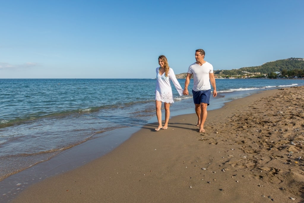 Faliraki Beach in Rhodes, Greece, one of the best beaches to visit in September