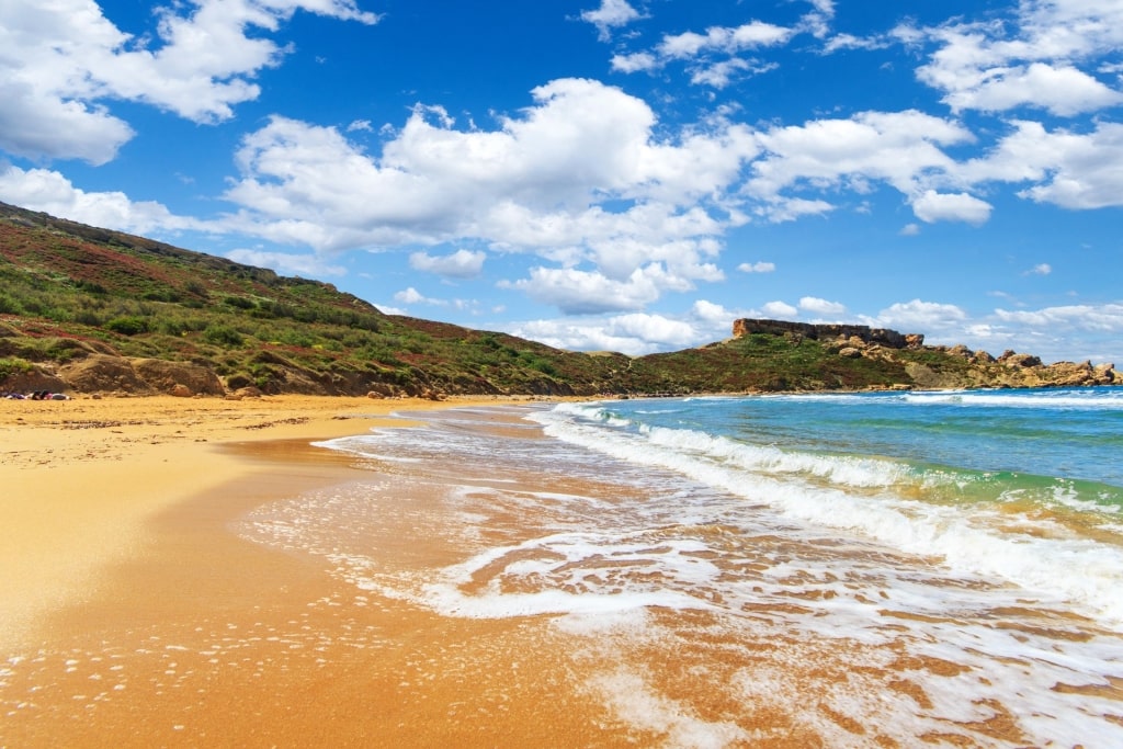 Sparkling sands of Golden Bay, Malta