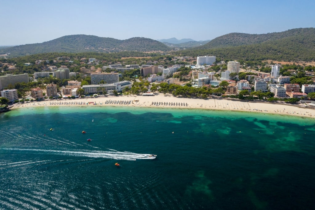 Beautiful waterfront of Palma Nova Beach in Mallorca, Spain