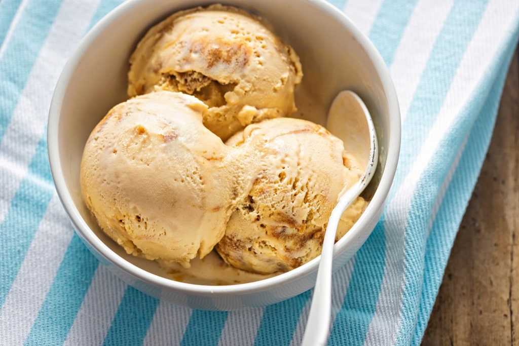 Bowl of Dulce de leche ice cream