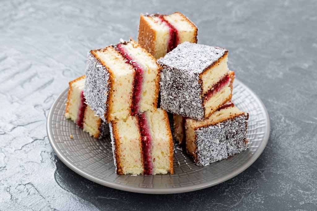 Plate of lamingtons