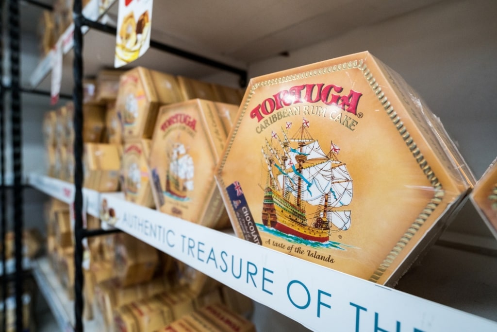 Famous Tortuga Rum cake on display