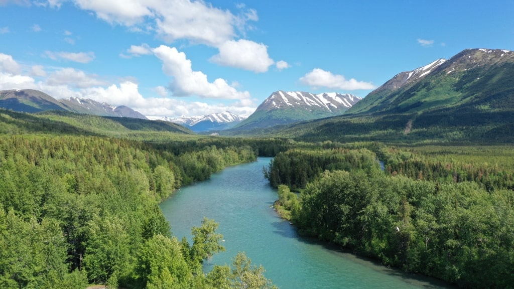 Aerial view of Cooper Landing, Seward