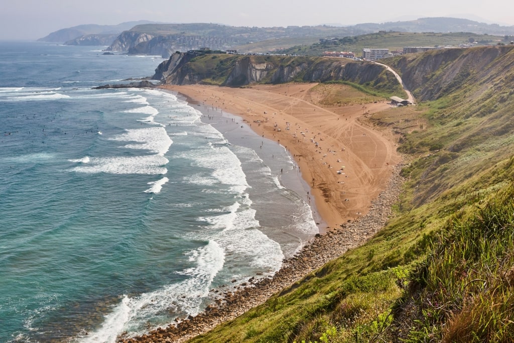 Clifftop view of Playa de Sopelana, near Bilbao