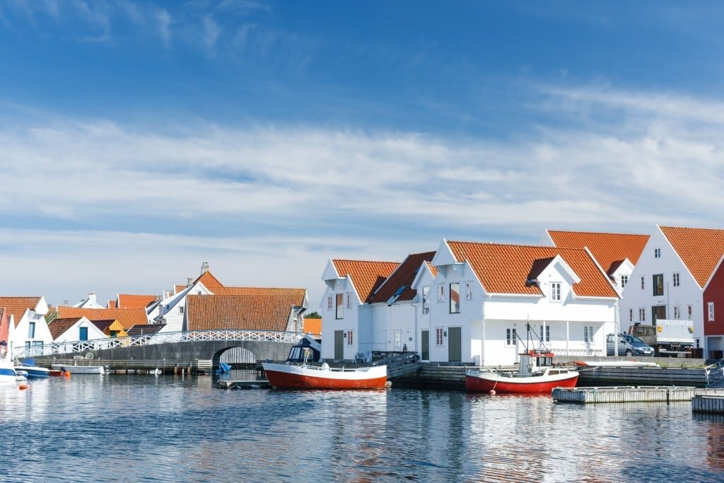 White houses by the water in Skudeneshavn