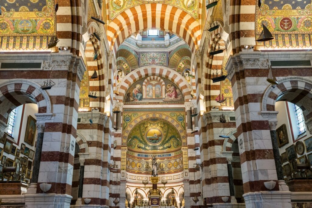 Magical interior of Basilique Notre-Dame de la Garde