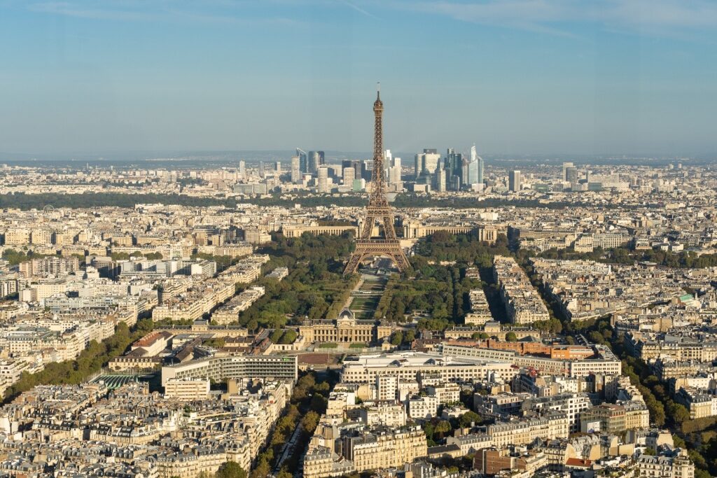 Aerial view of Paris with Eiffel Tower