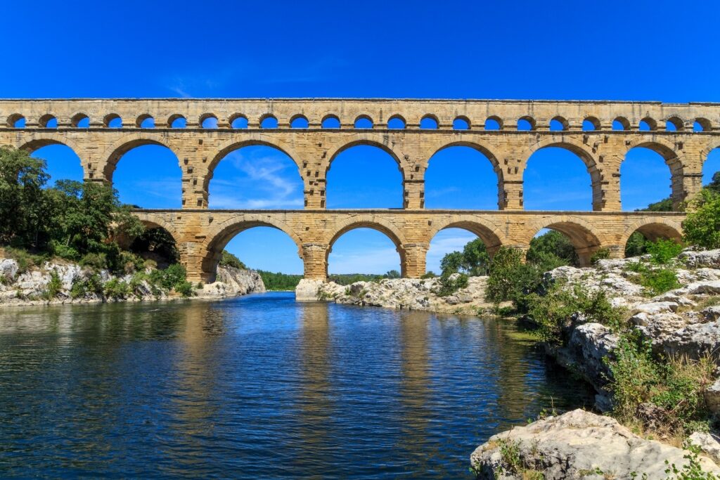 View of Pont du Gard from the water