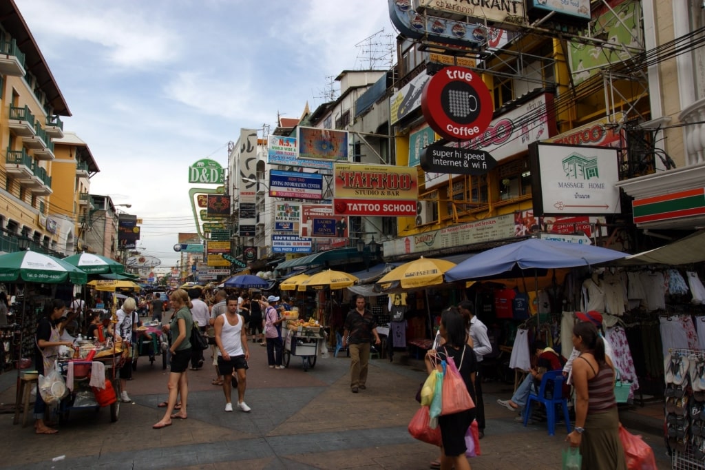 Busy Khao San Road in Bangkok