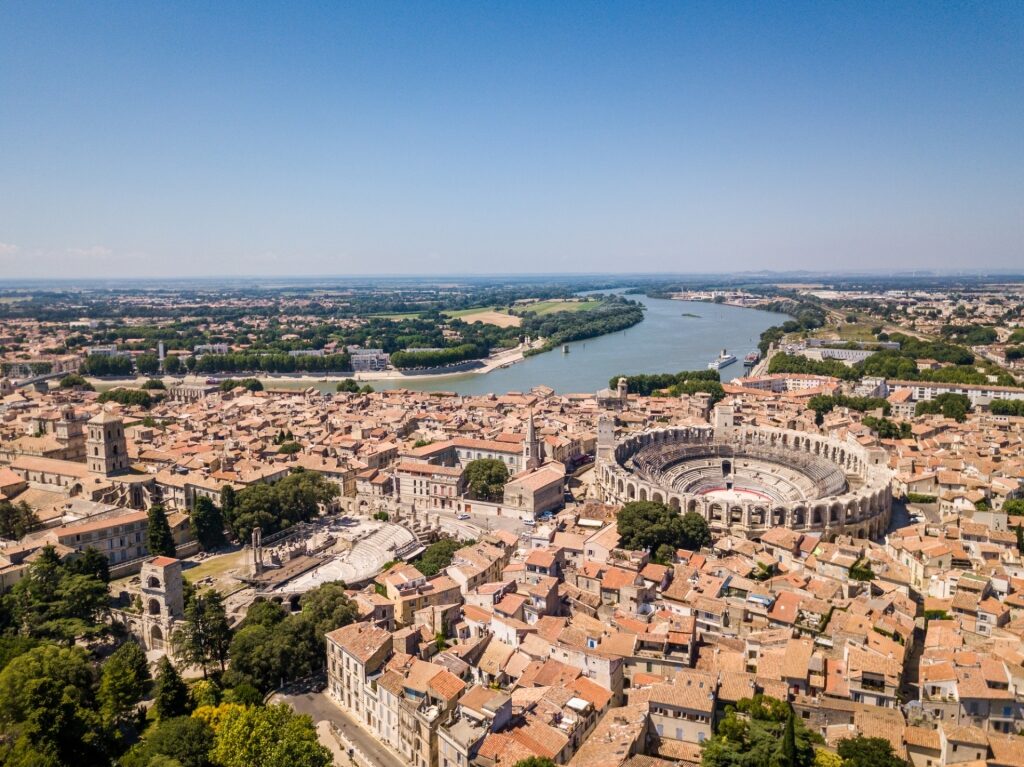 Historic city of Arles in Provence France