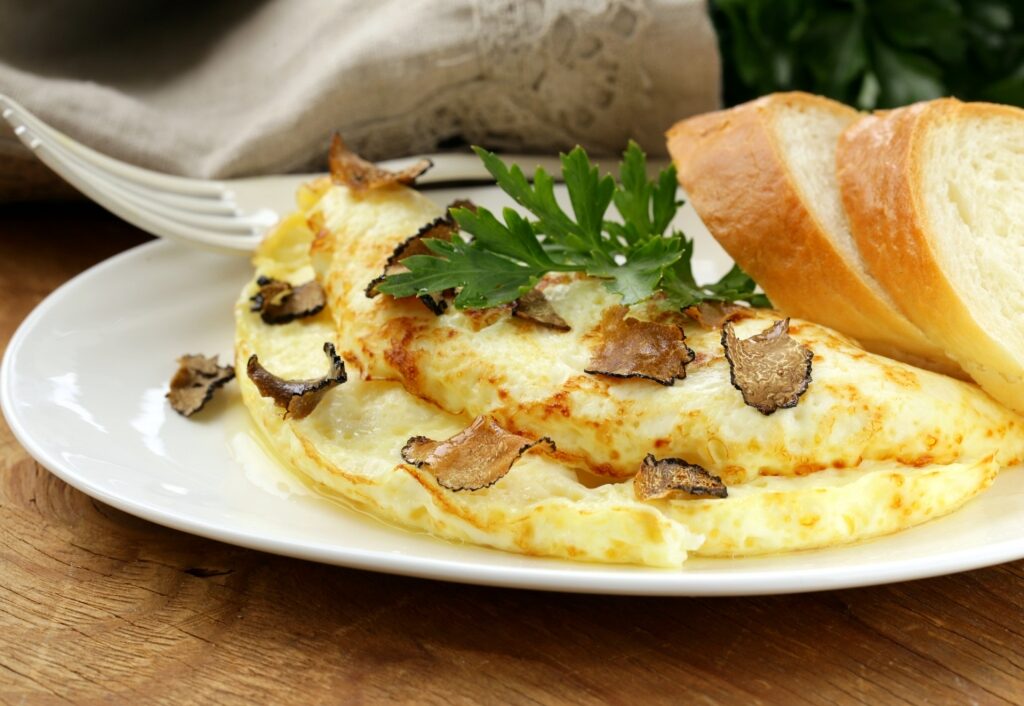 Plate of savory Omelette aux truffes