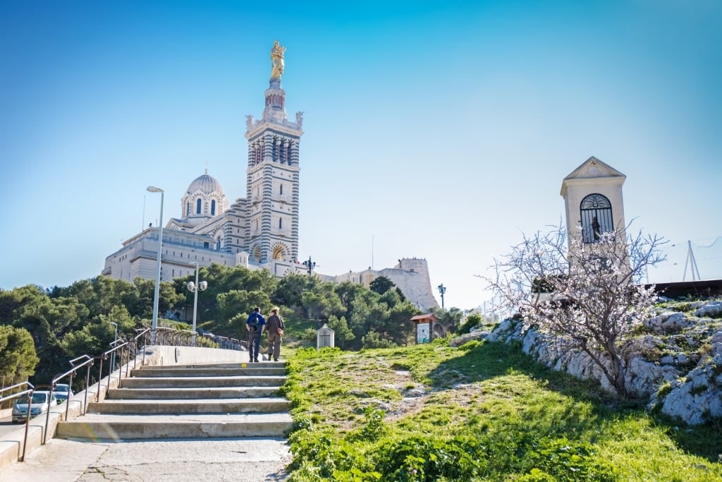 Beautiful Basilique Notre-Dame de la Garde atop a hill