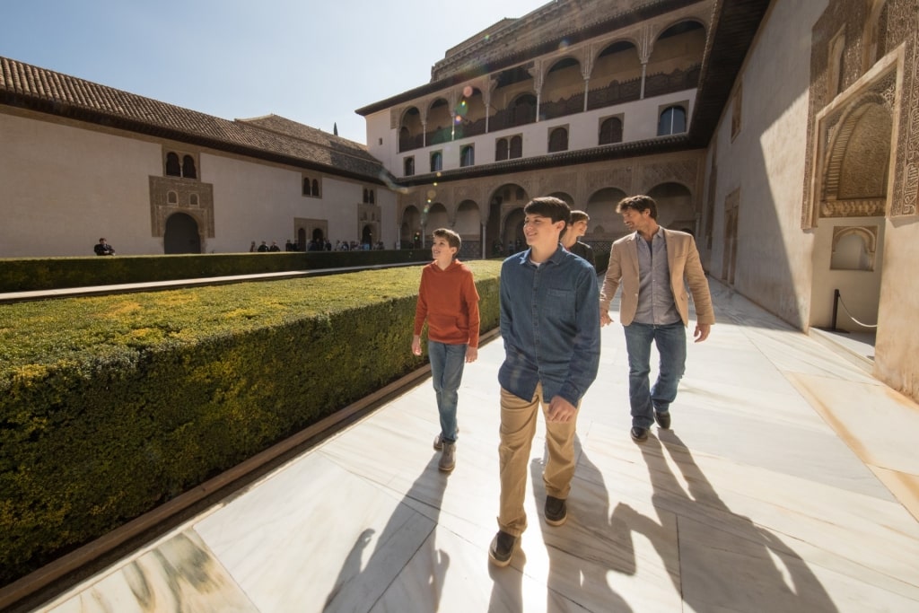 Family exploring the Alhambra Palace