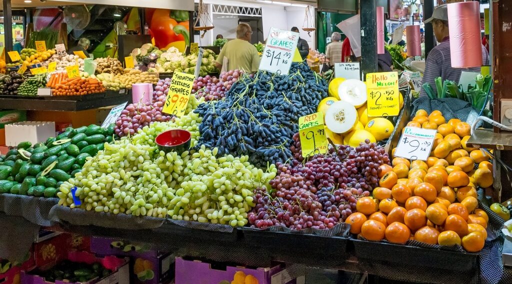 Fresh produce inside the Adelaide Central Market