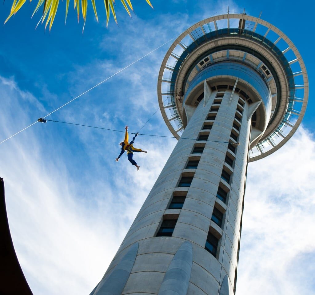 Man jumping from Sky Tower