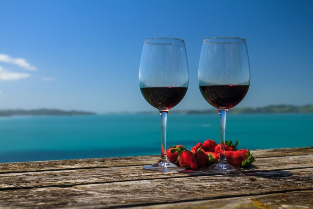 Glass of wine in Waiheke Island