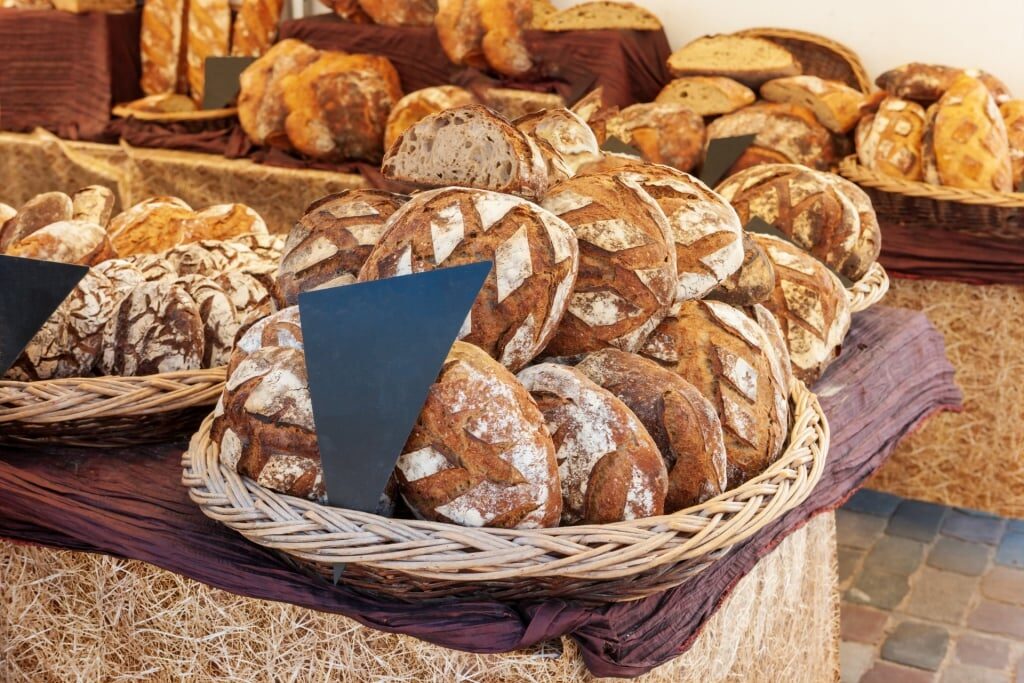 Bread baskets inside Marché Des Capucins