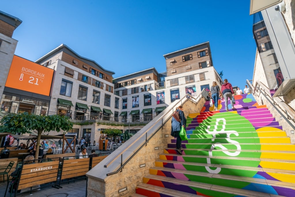 Colorful shopping district of Rue Sainte-Catherine