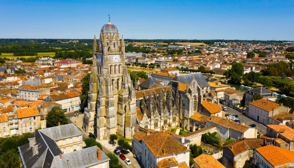 Aerial view of St. Peter's Cathedral, Saintes
